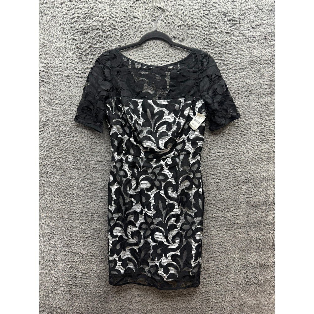 NWT Milly‎ New York Silk Floral Lace Half-Sleeve Mini Dress Black Womens Size 6